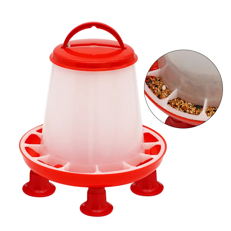 Chicken Duck Feeder Bucket With Leg Poultry Food Fountain Chicken