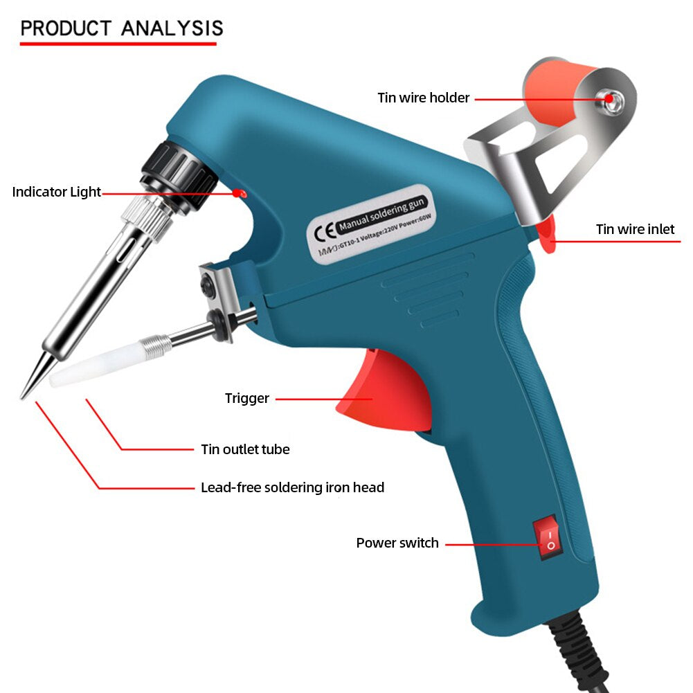 Blue Soldering Iron 60W Eagle Beak Endothermic Handheld Gun