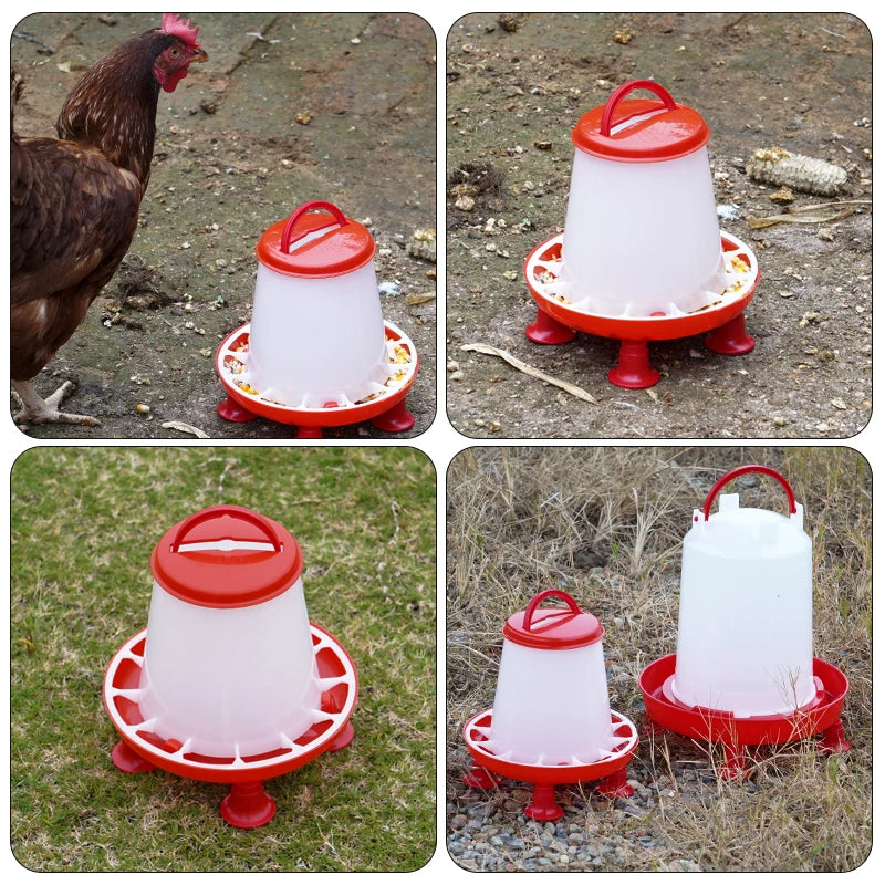 Chicken Duck Feeder Bucket With Leg Poultry Food Fountain Chicken