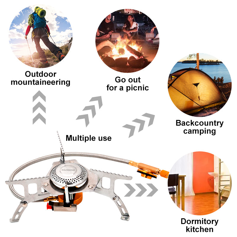 Camping Gas Stove Outdoor Windproof Tourist Burner Portable Folding Electronic Split Stove Tourist Equipment For Cooking