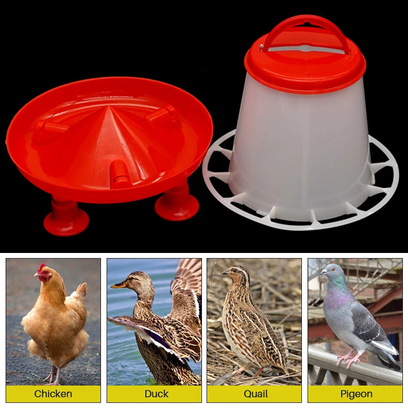 Chicken Duck Feeder Bucket With Leg Poultry Food Fountain Chicken