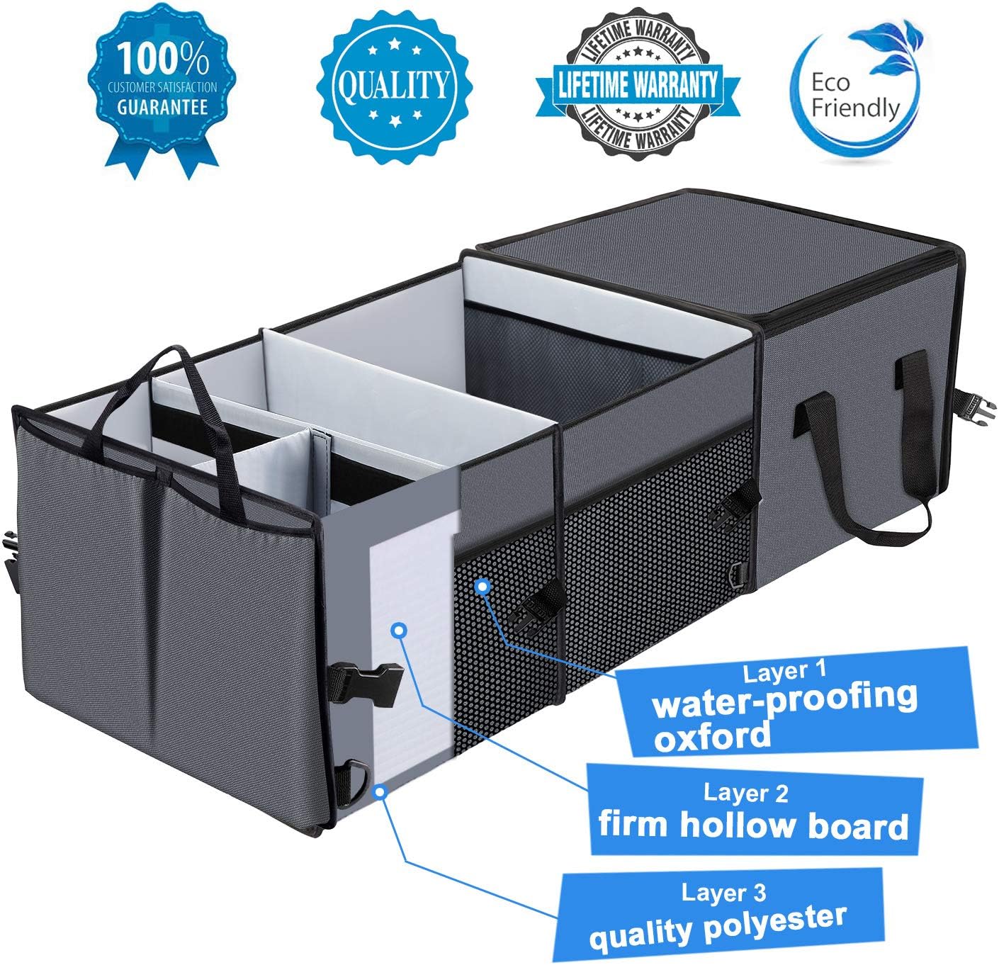 Car Trunk Organizer with Insulation Cooler Bag