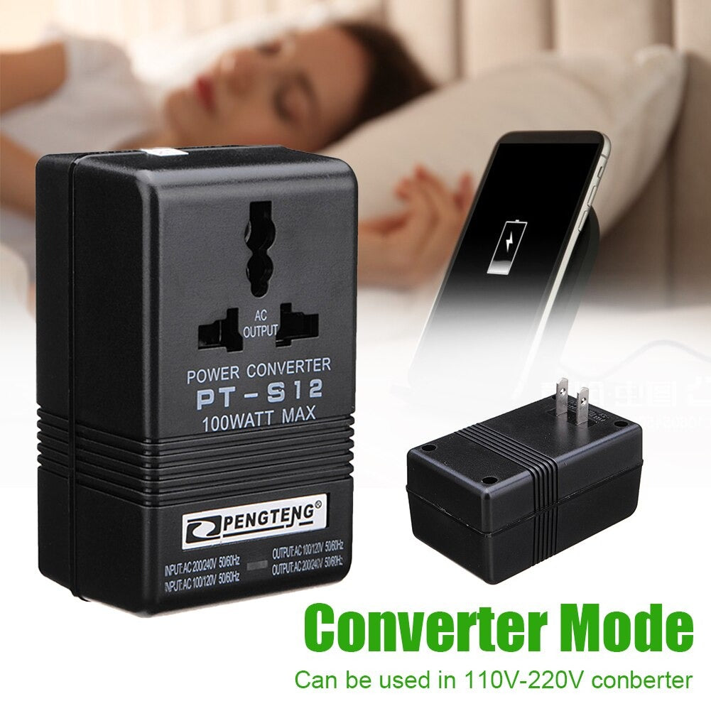 Transformer Power Converter Adapter 2-Way Voltage 110V/120V To 220V/240V
