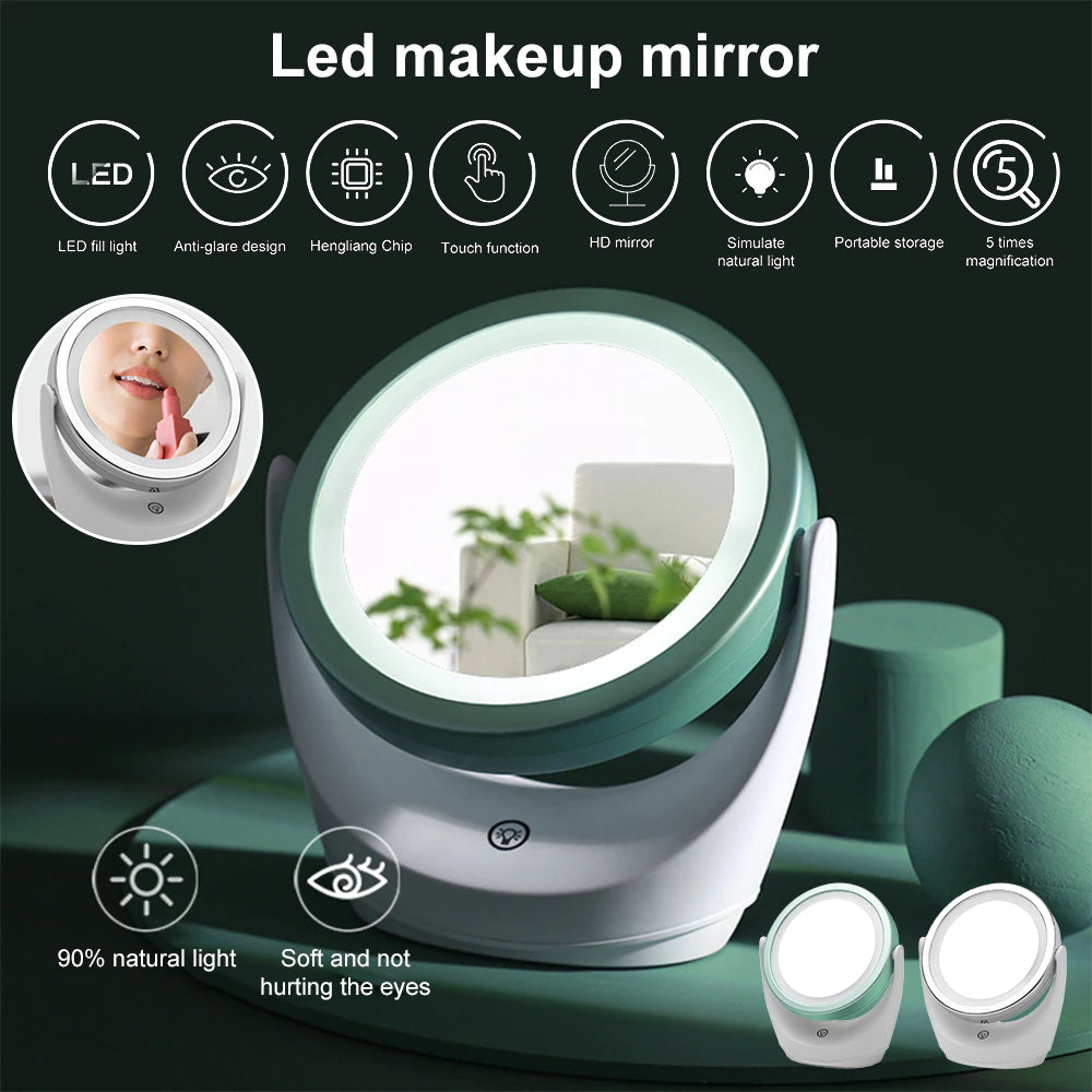 LED Mirror Bathroom Makeup With LED Light 360 Degree Double-Sided