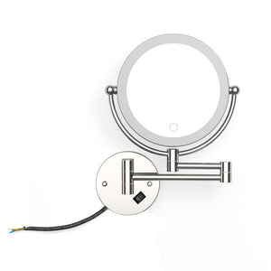 LED Makeup Mirror With Plug 5X Magnifying Cosmetic Mirror Double Sided Wall Mirrors Touch Dimming Bathroom Mirrors