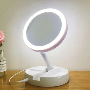 12x led lighted folding makeup mirror