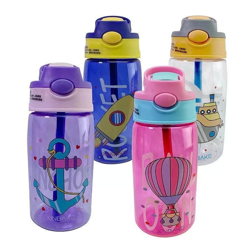 Cups Water Straw Bottle Portable Handle Lid For Kids And Students