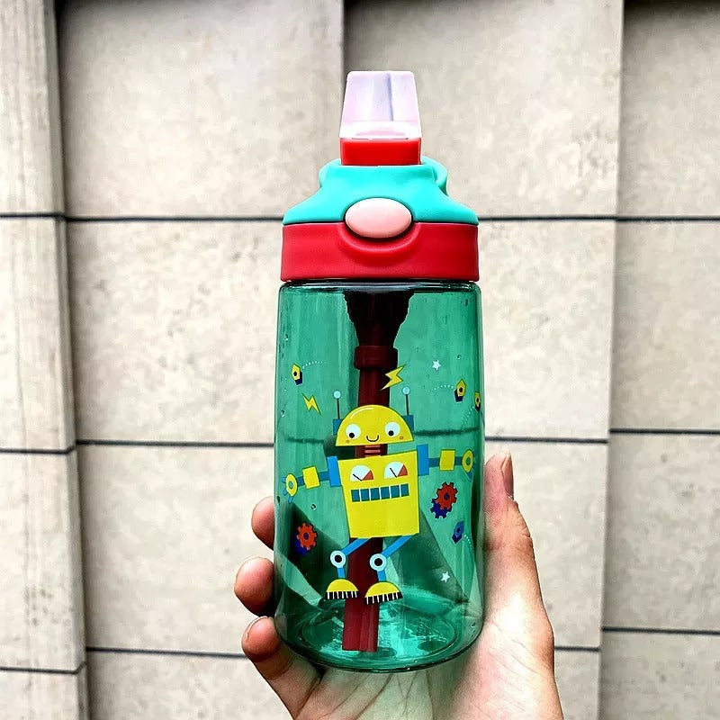 Cups Water Straw Bottle Portable Handle Lid For Kids And Students