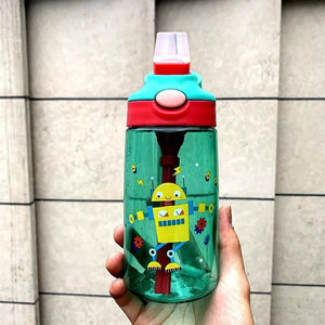 Cups Water Straw Bottle Portable Handle Lid For Kids And Students