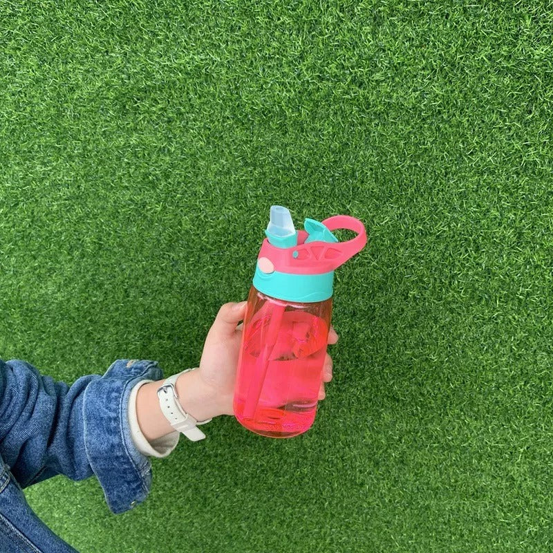 Cups Water Straw Bottle Portable Handle Lid For Kids And Students