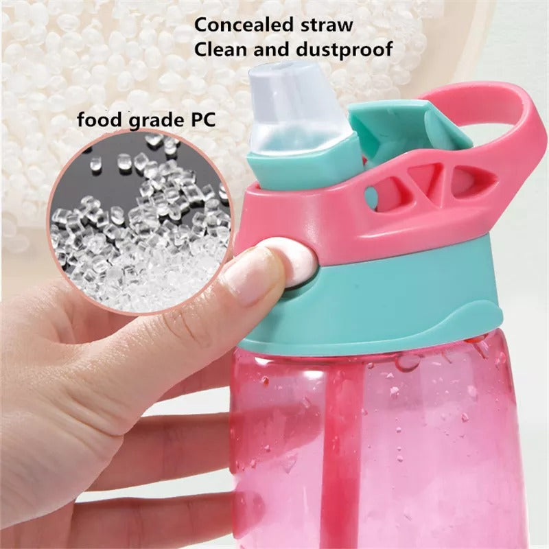 Cups Water Straw Bottle Portable Handle Lid For Kids And Students