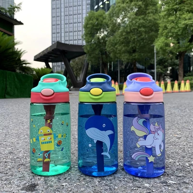 Cups Water Straw Bottle Portable Handle Lid For Kids And Students