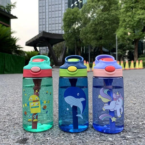 Cups Water Straw Bottle Portable Handle Lid For Kids And Students