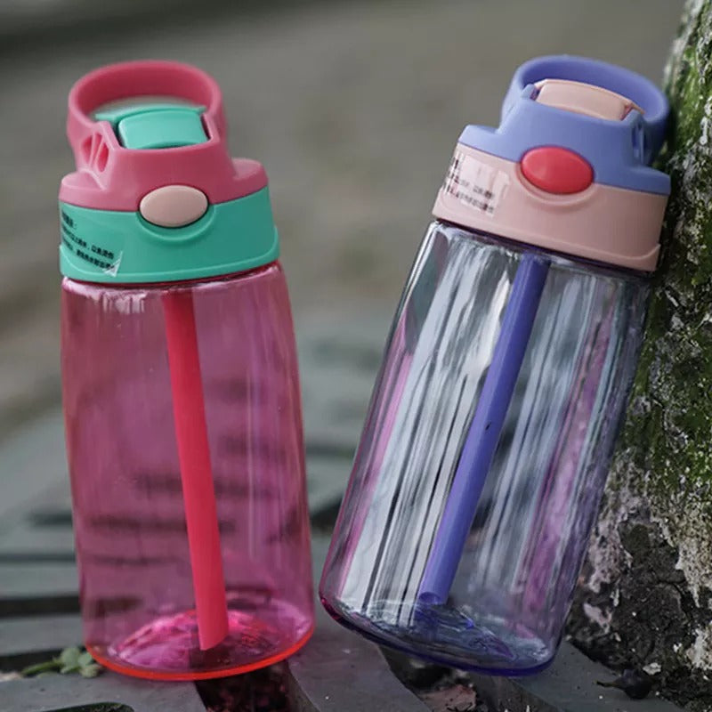 Cups Water Straw Bottle Portable Handle Lid For Kids And Students
