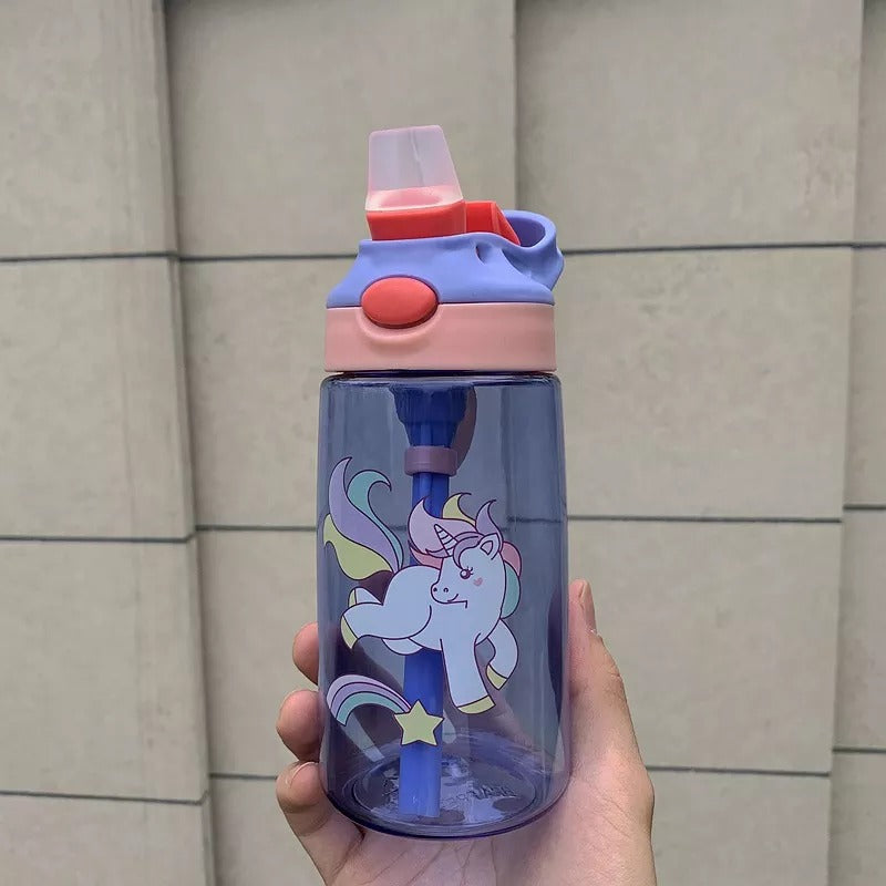 Cups Water Straw Bottle Portable Handle Lid For Kids And Students
