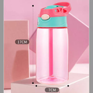Cups Water Straw Bottle Portable Handle Lid For Kids And Students