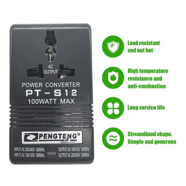 Transformer Power Converter Adapter 2-Way Voltage 110V/120V To 220V/240V