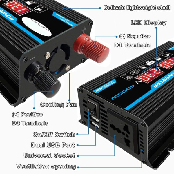Converter Charger Adapter 12v To 110v & 220v Voltage Transformer 4000W