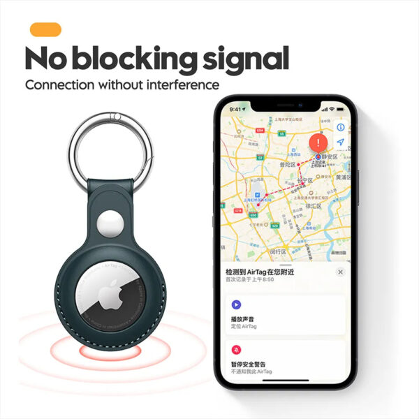 For Apple Airtags Case Leather Keychain Protective For Airtag Tracker