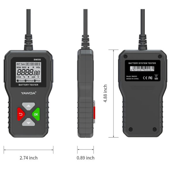 Car Battery Tester 6V 12V 24V 100-2000 CCA 2Ah-220Ah Battery System Detect Auto Battery Analyzer Car Battery