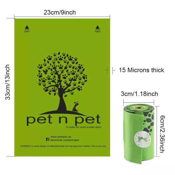 Dog Poop Bags Earth-Friendly 1080 Counts 60 Rolls Large Green